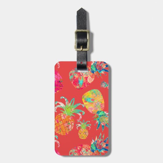 PixDezinesアロハパイナップル ラゲッジタグ (正面縦)