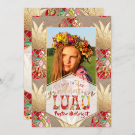 PixDezinesアロハパイナップル、卒業ルアウ（ハワイ式宴会） 招待状