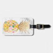 PixDezinesアロハパイナップル+白大理石 ラゲッジタグ (正面横)