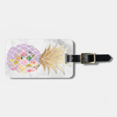 PixDezinesアロハパイナップル+白大理石 ラゲッジタグ (正面横)