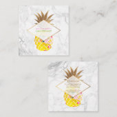 PixDezinesアロハパイナップル/金ゴールド/大理石 スクエア名刺 (正面/裏面)