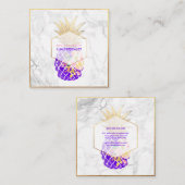 PixDezinesアロハパイナップル/金ゴールド/大理石 スクエア名刺 (正面/裏面)