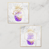 PixDezinesアロハパイナップル/金ゴールド/大理石 スクエア名刺 (正面/裏面)