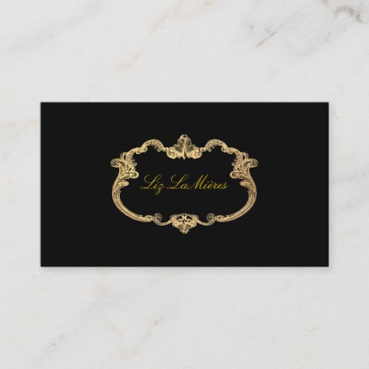 PixDezinesアンティークスクロール/フェイク金ゴールド/DIYカラー 名刺 (正面)