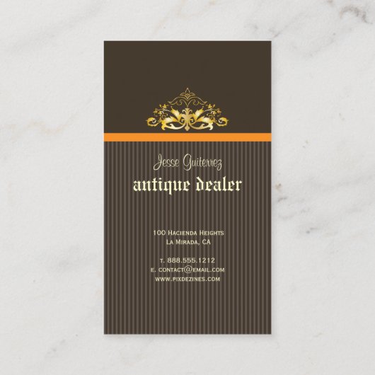 PixDezinesアンティークディーラー/Pinstripes/Filigrees 名刺 (裏面)