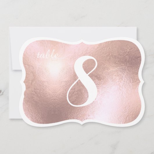 PixDezinesアンティークフェイクバラ金ゴールドテーブル番号 招待状 (正面)