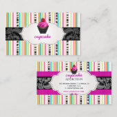 PixDezinesイチゴがキュップケーキ+ストライプを旋回 名刺 (正面/裏面)