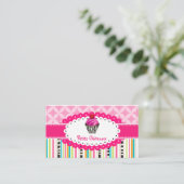 PixDezinesイチゴがキュップケーキ+ストライプを旋回 名刺 (スタンド正面)