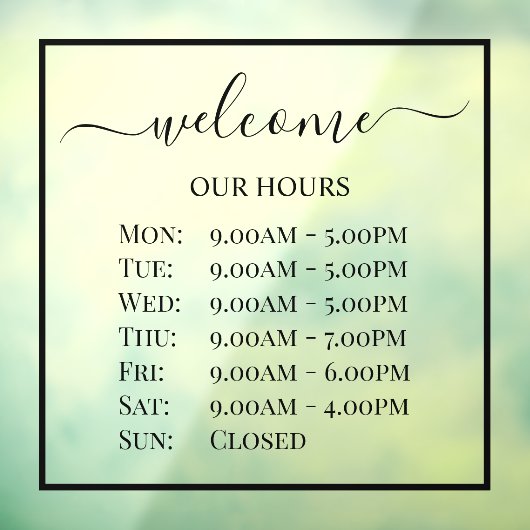 PixDezinesウェルカムビジネス時間 ウィンドウサイン (シート3)