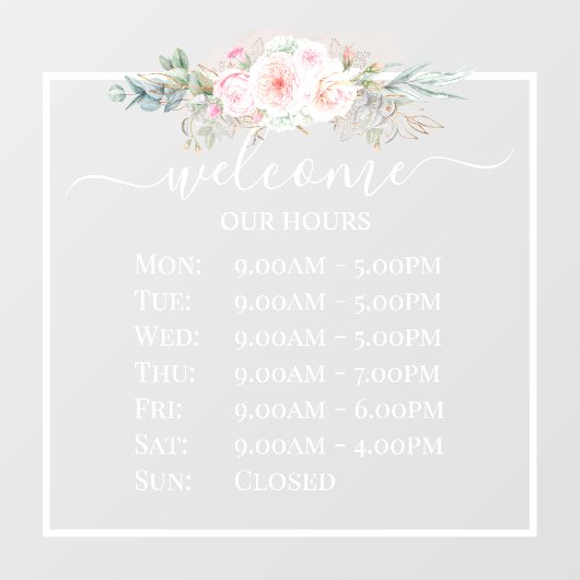 PixDezinesウェルカムビジネス時間 ウィンドウサイン (シート)