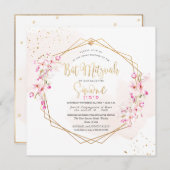 PixDezinesウォーターカラーさくらんぼバルミツワー  招待状 (正面/裏面)