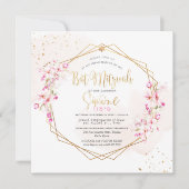 PixDezinesウォーターカラーさくらんぼバルミツワー  招待状 (正面)