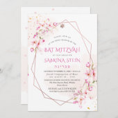 PixDezinesウォーターカラーさくらんぼブラッズバルミツワー 招待状 (正面/裏面)