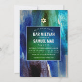 PixDezinesウォーターカラーアモダンートバー(ユダヤ教の)バル・ミツバー 招待状 (正面)