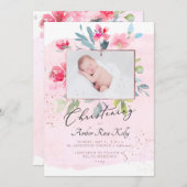 PixDezinesウォーターカラーガーデオンバラ《キリスト教》洗礼式や命名式 招待状 (正面/裏面)