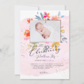 PixDezinesウォーターカラーガーデンバラ《キリスト教》洗礼式や命名式 招待状 (正面)