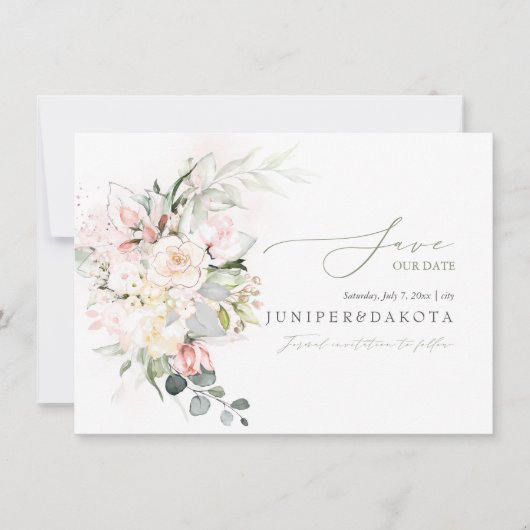 PixDezinesウォーターカラークリーム赤面バラ セーブザデート (正面)