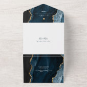 PixDezinesウォーターカラーゲート石板ブルーバルミツワー オールインワン招待状 (外側)