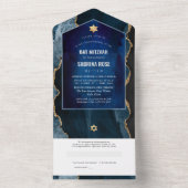 PixDezinesウォーターカラーゲート石板ブルーバルミツワー オールインワン招待状 (内側)