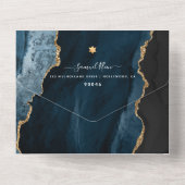 PixDezinesウォーターカラーゲート石板ブルーバルミツワー オールインワン招待状 (裏面)