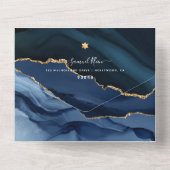 PixDezinesウォーターカラーゲート石板ブルーバー（ユダヤ教の）バル・ミツバー オールインワン招待状 (裏面)