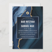 PixDezinesウォーターカラーゲート石板ブルー（ユダヤ教の）バル・ミツバー 招待状 (正面)