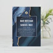 PixDezinesウォーターカラーゲート石板ブルー（ユダヤ教の）バル・ミツバー 招待状 (スタンド正面)