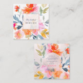 PixDezinesウォーターカラーサマーガーデンバラ スクエア名刺 (正面/裏面)
