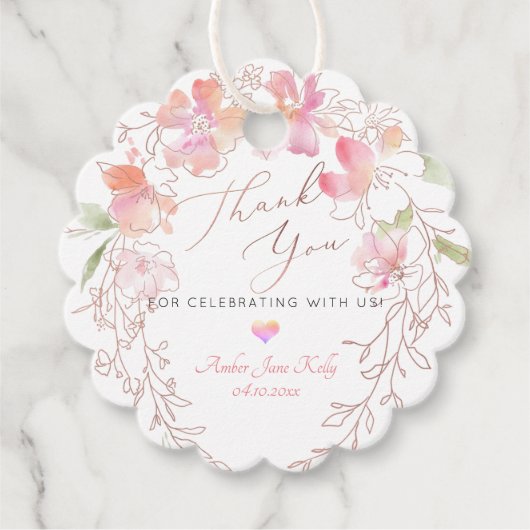 PixDezinesウォーターカラースイートピーリースサンキュー フェイバータグ (正面)