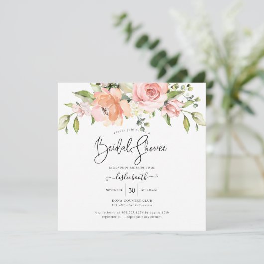 PixDezinesウォーターカラーダスティバラブライダルシャワー 招待状 (スタンド正面)