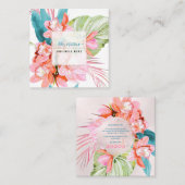 PixDezinesウォーターカラーピーチシンビジウムオーキッド スクエア名刺 (正面/裏面)