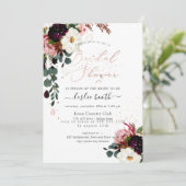 PixDezinesウォーターカラーブルゴーニュバラブライダルシャワー 招待状 (スタンド正面)