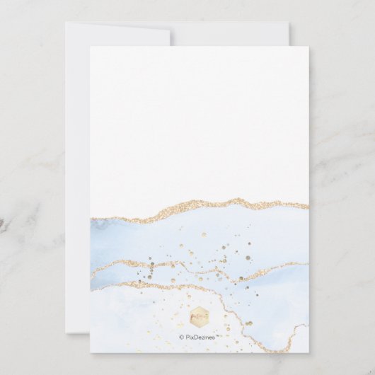 PixDezinesウォーターカラーブルーアゲート《キリスト教》洗礼式や命名式 招待状 (裏面)