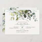 PixDezinesウォーターカラーユーカリ素朴プタスブライダル 招待状 (正面/裏面)