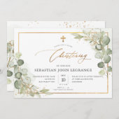 PixDezinesウォーターカラーユーカリ《キリスト教》洗礼式や命名式 招待状 (正面/裏面)