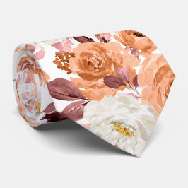 PixDezinesウォーターカラーラストオレンジバラ秋 ネクタイ