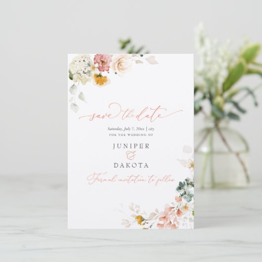 PixDezinesウォーターカラー秋ガーデンフラワーズ セーブザデート (スタンド正面)