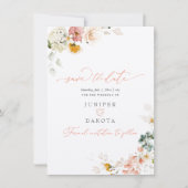 PixDezinesウォーターカラー秋ガーデンフラワーズ セーブザデート (正面)