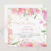 PixDezinesウォーターカラー赤面スイートピース《キリスト教》洗礼式や命名式 招待状 (正面/裏面)