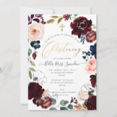 PixDezinesウォーターカラー赤面+バーガンディリース 招待状 (正面)