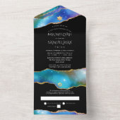 PixDezinesウォーターカラー銀河系Agateバー（ユダヤ教の）バル・ミツバーオール オールインワン招待状 (内側)