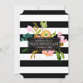 PixDezinesウォーターカラー/フローラ/ストライプバルミツワー 招待状 (正面)