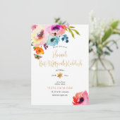 PixDezinesウォーターバラウォーターカラー(ユダヤ教の)バル・ミツバーキッドシュ 招待状 (スタンド正面)