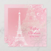 PixDezinesエッフェル塔INVITATIONS/DIYの背景 招待状 (正面/裏面)