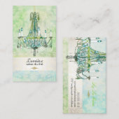 PixDezinesエメラルドグリーン+ブルートパズシャンデリア 名刺 (正面/裏面)