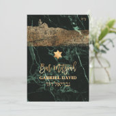 PixDezinesエルサレム+グリーンマーブルバー（ユダヤ教の）バル・ミツバー 招待状 (スタンド正面)