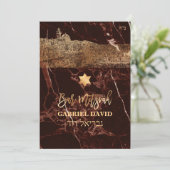 PixDezinesエルサレム+マサラレッドマーブルバー（ユダヤ教の）バル・ミツバー 招待状 (スタンド正面)