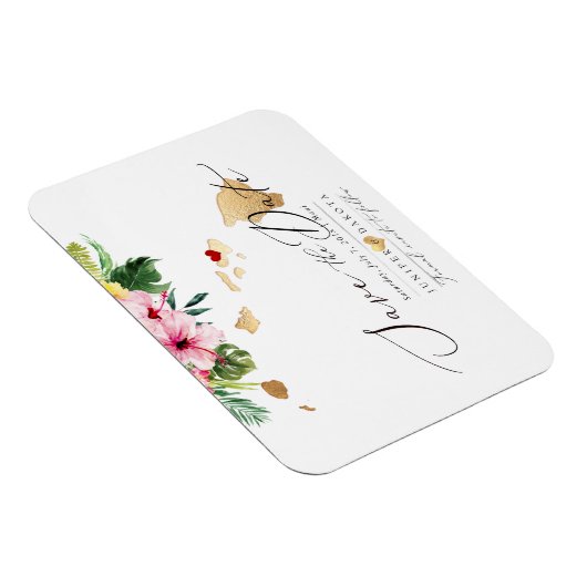 PixDezinesエレガントハワイアンDIYマップ日付の保存 マグネット (右側)