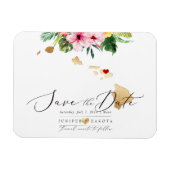 PixDezinesエレガントハワイアンDIYマップ日付の保存 マグネット (横)