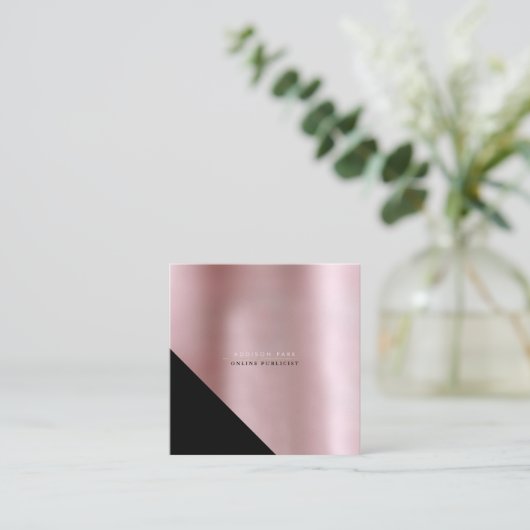 PixDezinesエレガントフェイクバラ金ゴールド+黒 スクエア名刺 (スタンド正面)